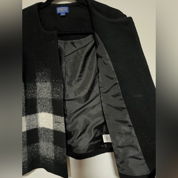 Pendleton Wool Blend Black/White Buffalo Plaid Blazer Suit Jacket Large Petite - Picture 7 of 9